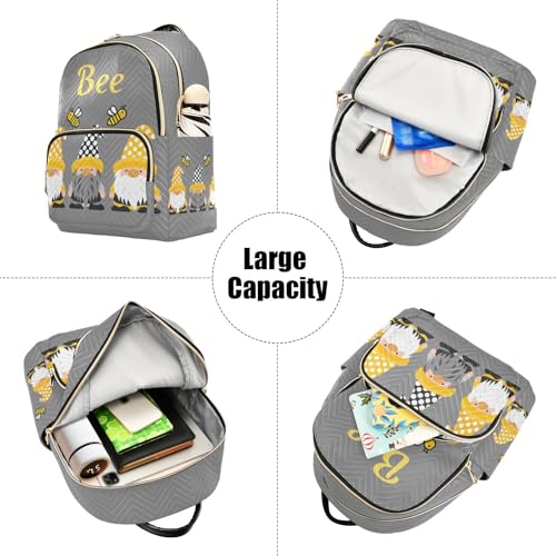 Image of Mini Backpack Gnome Bees Fashion Backpack Purse for Women,Handbag Shoulder Bag Casual Daypack, Ladies Gift for College Work(S)