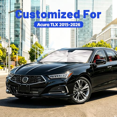 Image of Car Windshield Sun Shade for Acura TLX 1995-2009 - Reflective Coated Fabric Sunshade Umbrella for Front Window, UV Protection Heat Shield Sun Blocker Heat Reflector, 1:1 Exact Fit Keep Car Cool