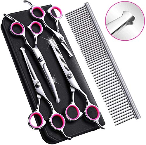 ACCEVO Dog Grooming Scissors, 6 Packs Stainless Steel Cat Grooming Scissors Kit