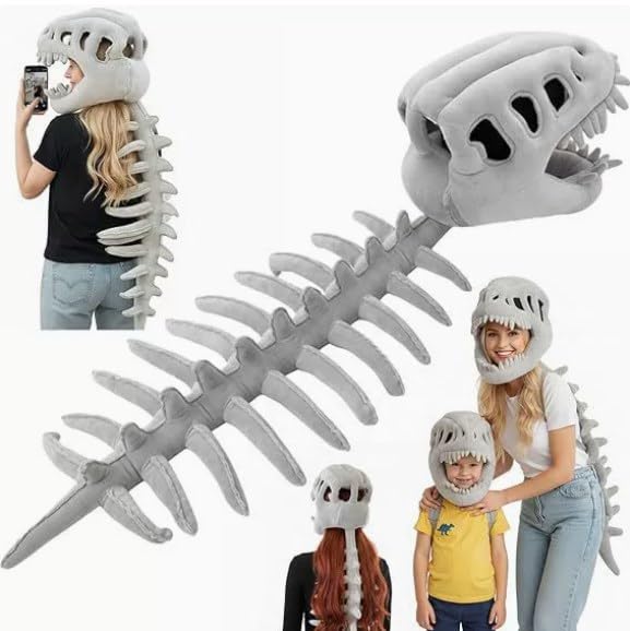 WDKXCN Dinosaur Skeleton Costume, Dinosaur Costume, Realistic Bone Dino Outfit with Spine Extension, Spinosaurus Plush Dino Outfit for Halloween Cosplay Attire Dress Parties