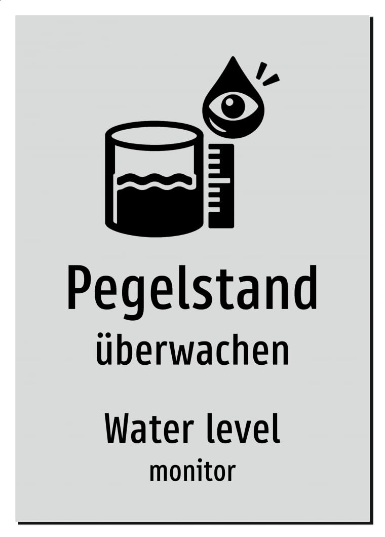 62383-DEEN-S-07 | Pegelstand überwachen Schild/Aufkleber | Deutsch