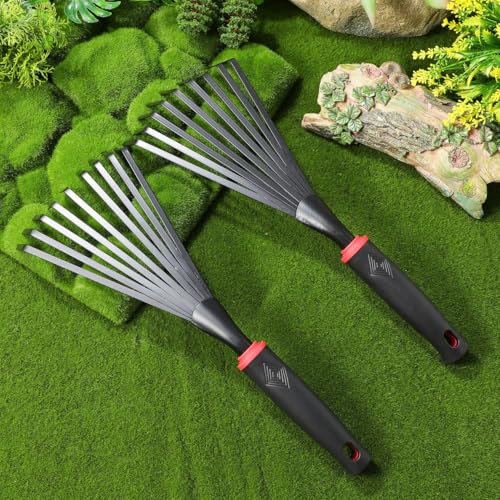 VANZACK 2pcs Metal Garden Hand Rakes mini miniatura 7