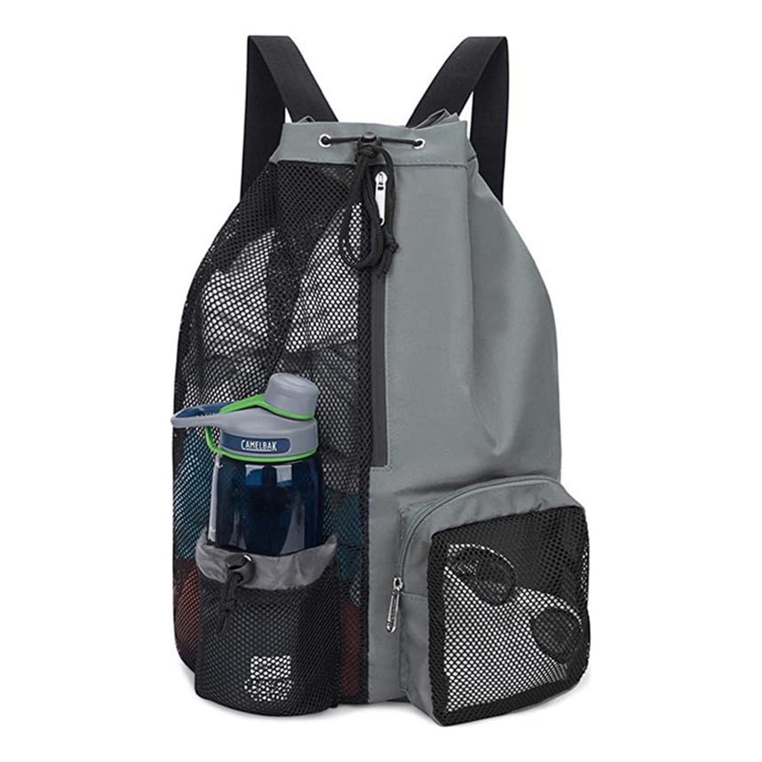 Mochila De Piscina De Natação Com Cordão Seca E Úmida (Cinza)