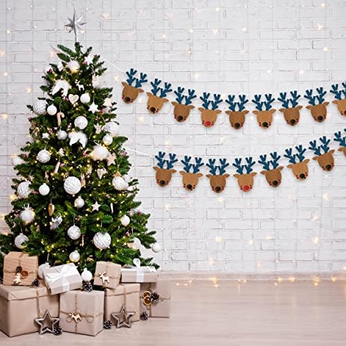 The Heritage Press Christmas Rudolph Reindeer - Novelty Double Sided Hanging Christmas Decoration - 3m ( Includes 10m Ribbon Trim to Fit ) - Eco-Friendly - Made in UK