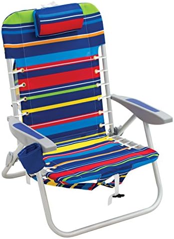 Rio Beach 4-Position Backpack Lace-Up Suspension Folding Beach Chair,Aluminum, Multi Stripe