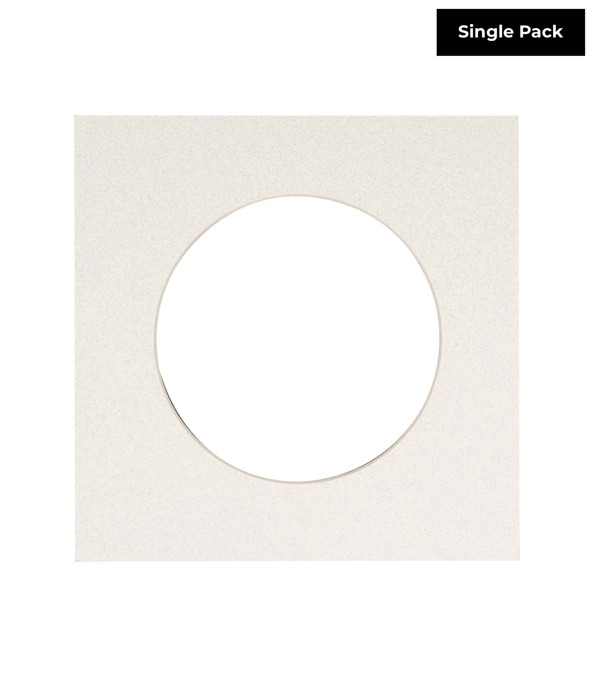 Oyster Shell White Acid Free 13x13 Circle Picture Frame Mat with White Core Bevel Cut for 9x9 Pictures - Fits 13x13 Frame - Pack of 1 Matboard Show Kit With Acid Free Backing & Clear Bag