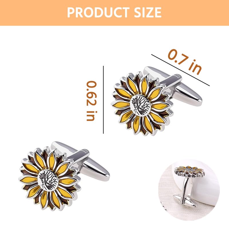 Mancuernillas girasol para camisa de hombre y mujer miniatura 2