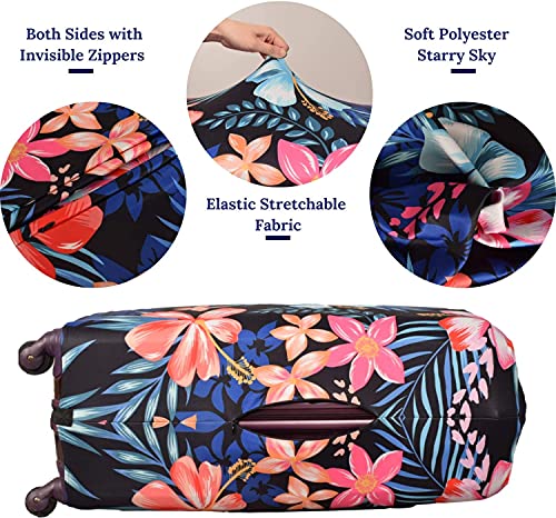 Suitcase Cover, Carry on Luggage Cover Protector - Travel Elastic Spandex Luggage Covers Fits 26 to 28 Inch Flower3