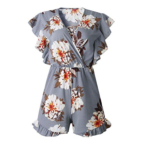 Tuta da Donna Estiva Sexy con Volant Stampato Body Femme Playsuit Pagliaccetti Tuta per Tuta da Donna