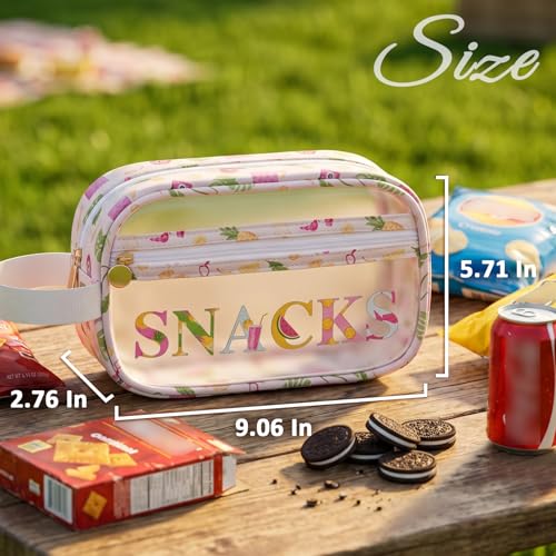 Image of COSHAYSOO Clear SNACKS Bags Travel Pouch for Women Girls Cute Summer Beach Vacation Pool Lake Day Must Have Essentials, Teens Camp Gym Sports Park Trip Accessories Gift Bag Stuffers