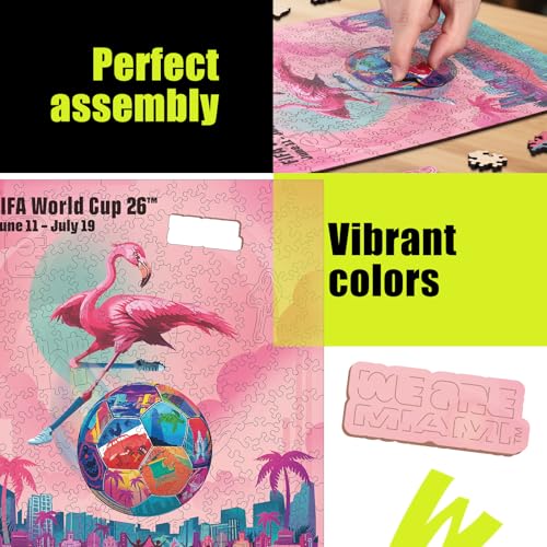 Image of FIFA World Cup 2026 City Puzzle Miami Poster - Wooden Puzzle for Adult, 200 Pieces Unique Shape Puzzle, 5MM Thick, Creative Collectible Gift for Fans, Officially Licensed Product, 9.3x11.8''