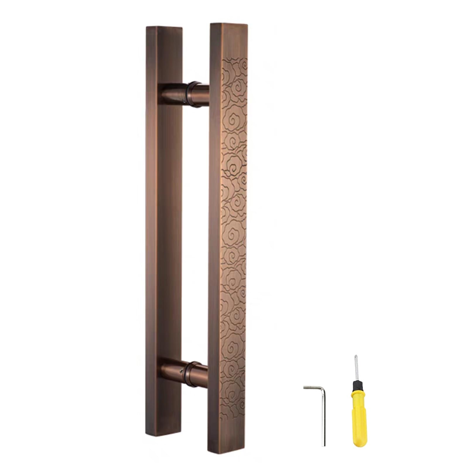 Poignée de porte coulissante 100 cm motif nuage de bon augure en bronze