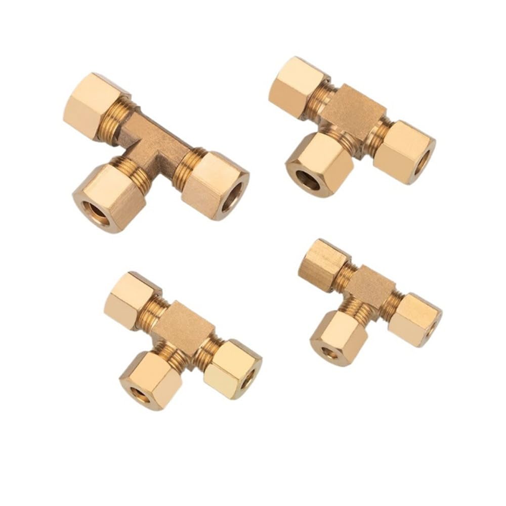 3,175-15,88 mm 1/8 3/16 1/4 5/16 3/8 1/2 5/8" Raccordo a T in ottone per tubo da 3 vie con compressione, 12,7 mm 1l2 I