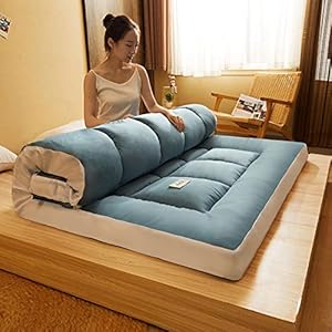 Japanse Futon-matras, Opvouwbare Tatami-mat,Dikker vloermatras Vouwmatras Dubbele Volwassen Futon Vloermat Studentenslaapzaal Comfort Draagbaar Zacht en Ademend,1,Queen
