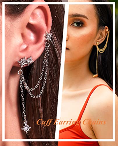 Tornito 17Pcs Ear Cuffs Chain Earrings Snake Butterfly Leaf Non Piercing Clip on Earring Fake Helix Cartilage Earrings Ear Clip Jewelry Silver Gold Tone3