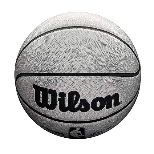 Wilson NBA Platinum Edition Baloncesto, balón oficial tamaño 7 de 29.5 pulgadas platino y negro 5
