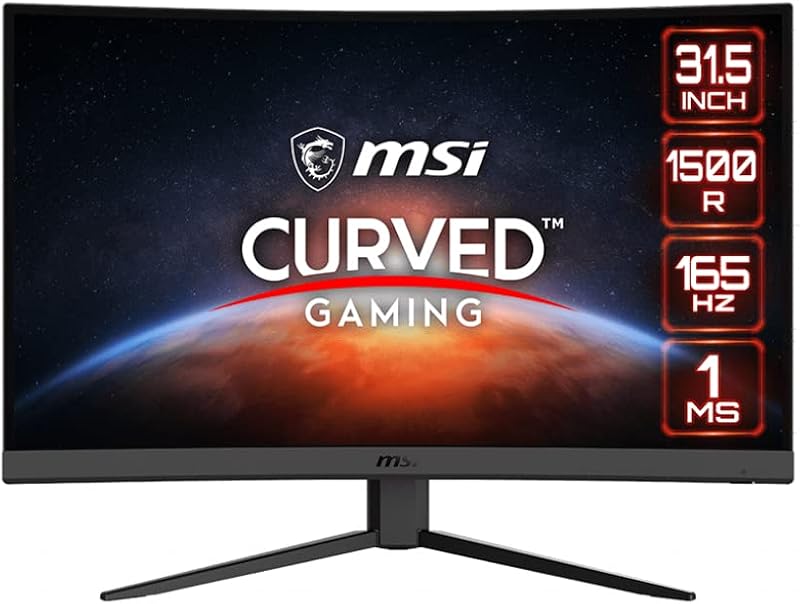 MSI Optix G32C4W Monitor curvo para juegos FHD de 32", 1500R, IPS, 165 Hz, 1 ms, vista panorámica, negro, 32" (reacondicionado)