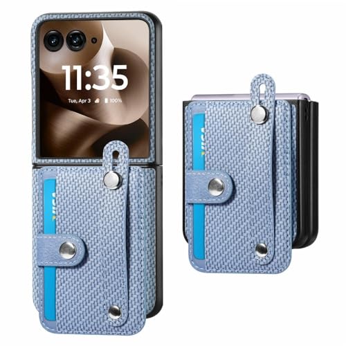 Housse Motorola Moto Razr 70 bleu étui portefeuille cuir protection antichoc coque arrière