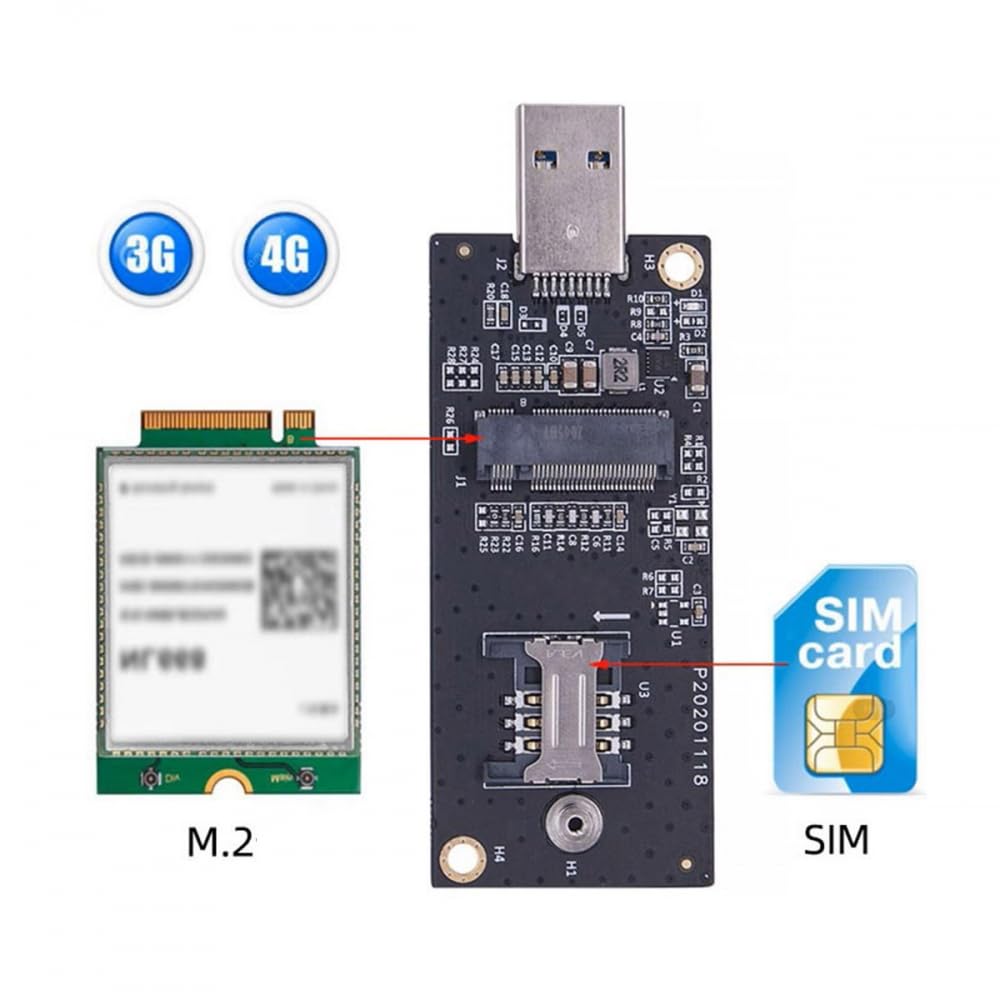 CY Adattatore NGFF M.2 Key-B WWAN a USB 3.0 Adattatore Riser Card con Slot SIM per 3G/4G/5G LTE Wireless Module Modem Card
