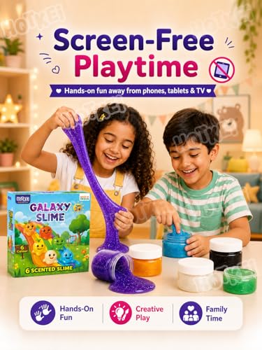 Image of HOTKEI (Pack of 6 Galaxy Slime) Multicolor Fruit Scented DIY Toy Slimy Slime Gel Jelly Putty Set Art kit Toys for Boys Girls Kids 3 to 10 Years - 300 gm