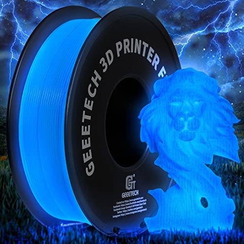 ⚡ Geeetech Luminous PLA 3D Printer Filament, Glow in The Dark Blue, 1.75mm(±0.02 mm), 1kg, Amazing Brightness and Long Time Light, Fit Most FDM 3D Printer
