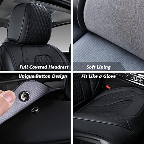 Coverado Leather Seat Covers Full Set, 5 Seats Universal Seat Covers For Cars, Waterproof Luxury Leatherette Seat Cushions, Front And Rear Seat Protectors, Auto Seat Covers Fit For Most Vehicles Black #TOP4