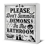 Funny Halloween Decorations Halloween Bathroom Decor Funny Gothic Bathroom Wooden Block Sign Home Indoor Decor 5 x 5 Inches