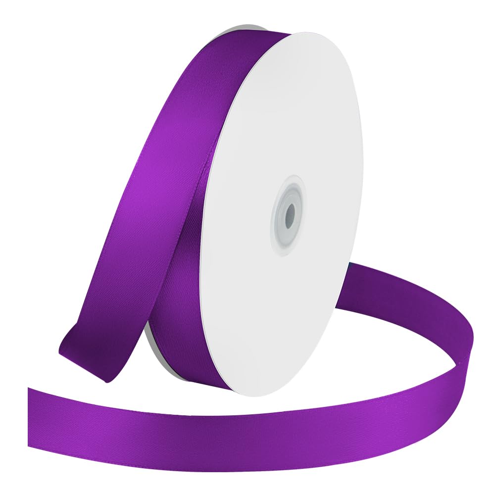 Photo 1 of 1 Inches x 100 Yards Polyester Satin Ribbon, Solid Color Purple Satin Ribbon for Crafts, Gift Wrapping, Hair Bows, Wedding Party Decoration, Bow Making & Other Projects (Purple)