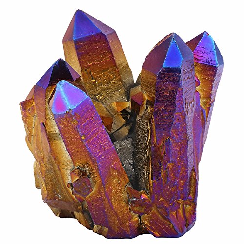 Cristal de roche mookaitedecor : pierre de quartz cluster titane pourpre géode
