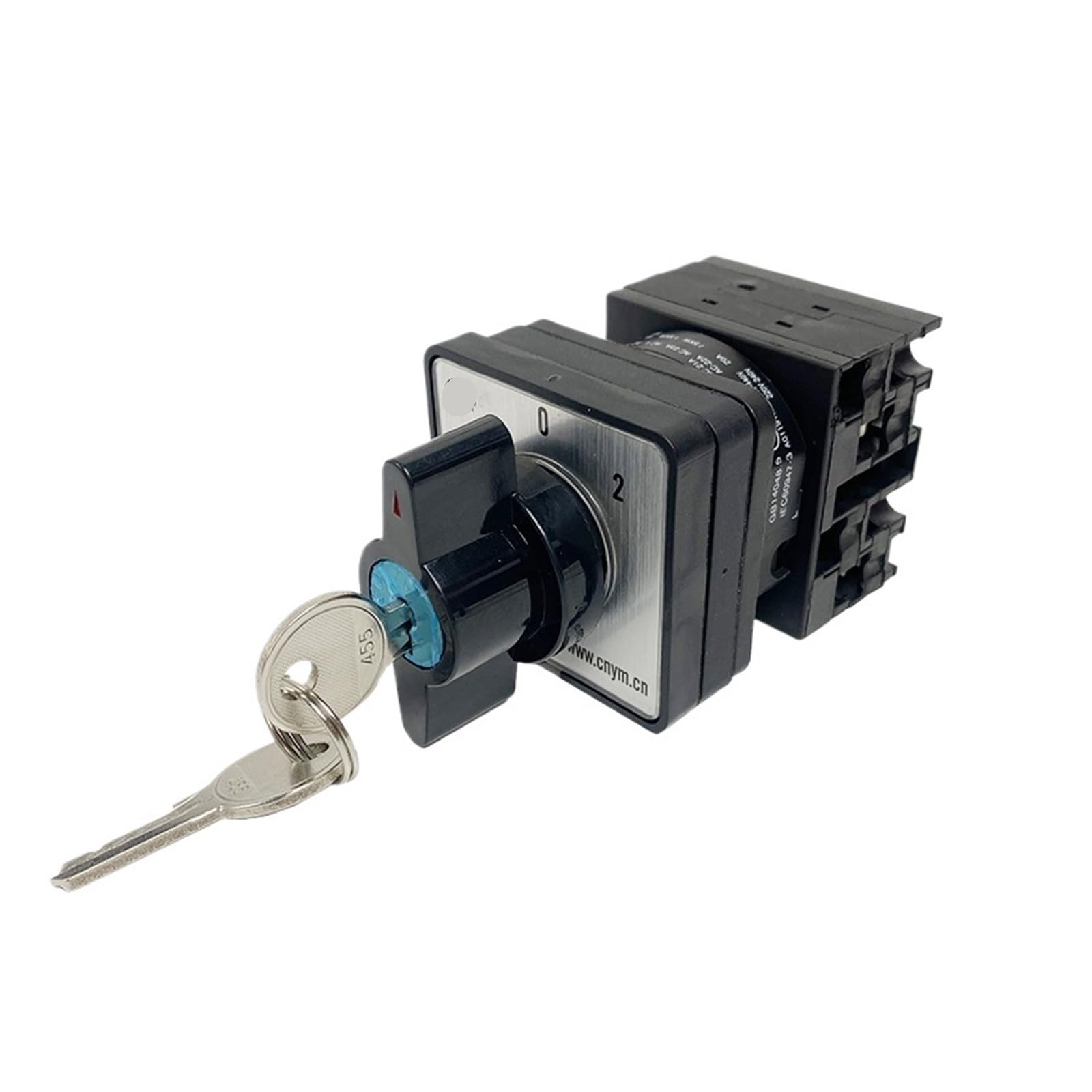 LHNBGTUIW Rotary Changeover Cam Switch 3 Position with Key 2 Poles 690V 20A Selector Control Circuit Dual Power YMW42S-20/2