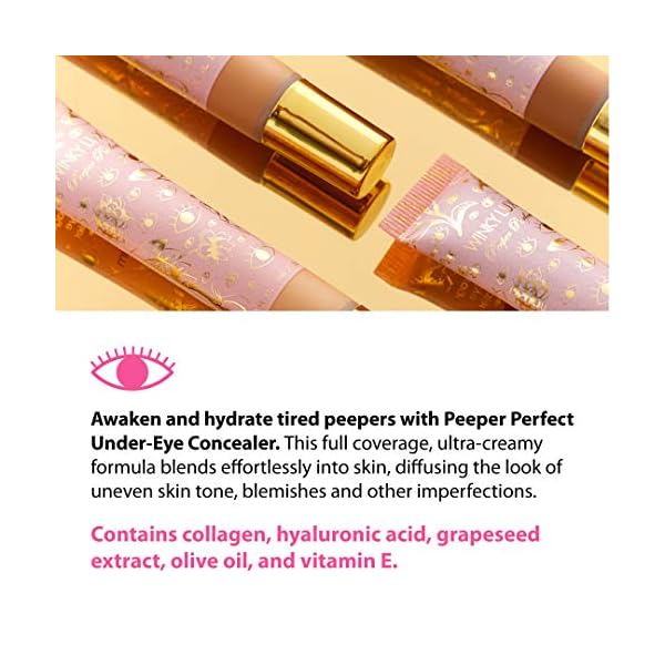 Peeper-Perfect-Under-Eye-Concealer-Light Winky Lux Peeper Perfect Under Eye Concealer, Makeup & Eye Brightener, Full Coverage Concealer for Dark Circles, Color Corrector & Eye Primer, With Collagen, Hyaluronic Acid & Vitamin E (Light)