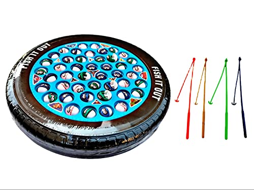 Image of KASBA Interactive Musical Rotating Tyre Fishing Game Toy | 45 Fishes | 4 Poles | Fun for Kids Boys & Girls