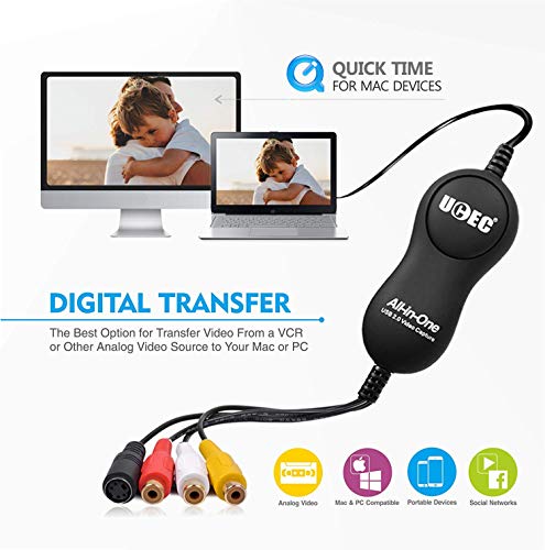 UCEC Video Grabber USB 2.0, Video Capture USB Videorecorder für Digital DVD für Mac OS X PC Windows 7 8 10, QuickTime… – Bild 3