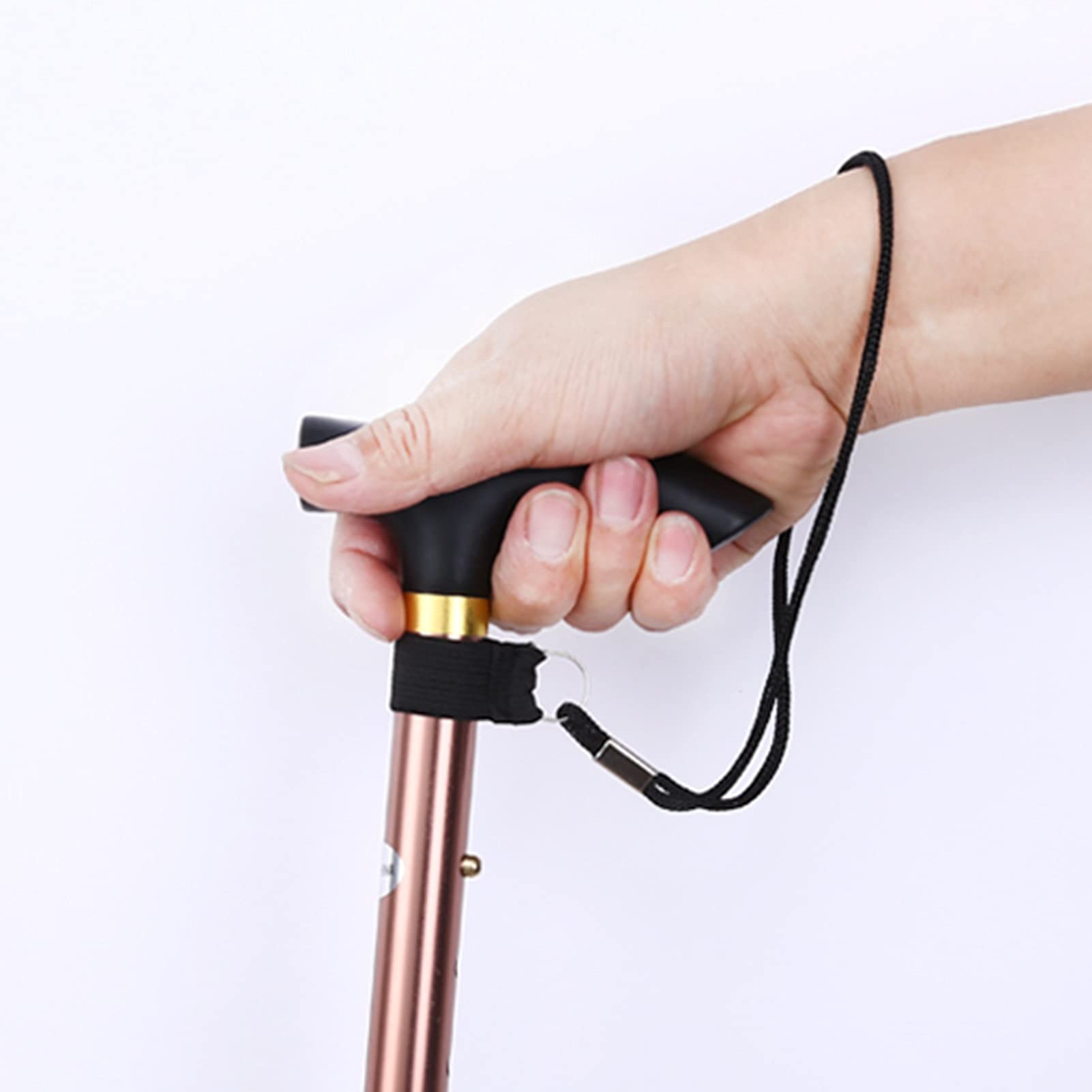 Canela Plegable - bastón Plegable Ligero para Hombres y Mujeres - Altura Ajustable Caña para Caminar - Flexible y Duradero - Base Antideslizante - Mango de Agarre ergonómico (Color : Red)