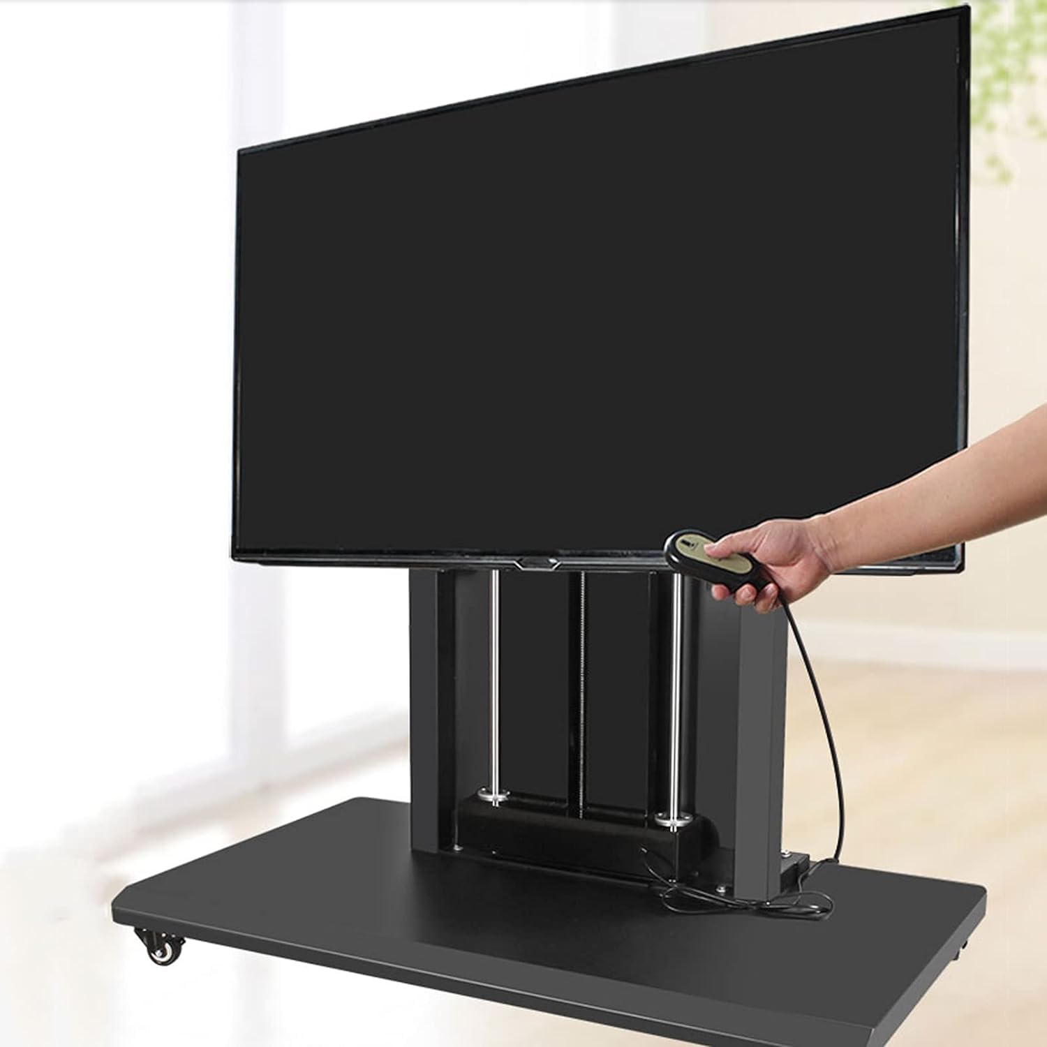 TABOJS Soporte para TV con Ruedas Soporte para TV de Doble Columna Ajustable de pie con Control de Pelusa Soporte para TV para televisores de 32 "65" Carro para TV móvil con Estante de