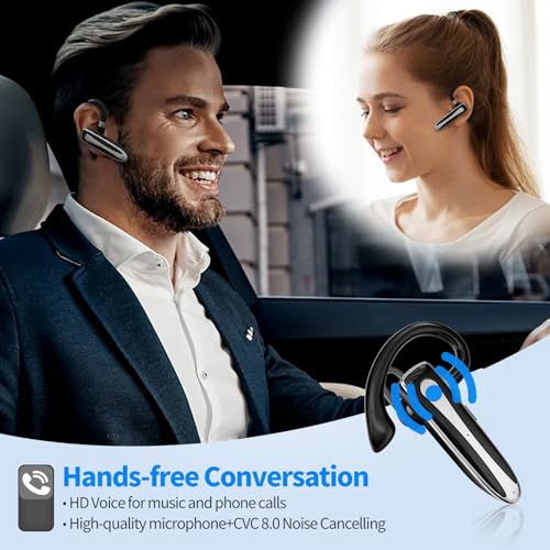 Image of Bluetooth Earpiece V6.1, Wireless Handsfree Headset with Mic, CVC8.0 Noise Canceling for Calls Business Single-Ear Earphone, 24 Hrs Driving Headset for Android, iOS, Laptop, Office, Truck Driver