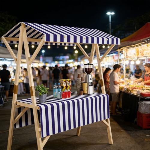 Carrito de mercado portatil plegable y cabina de vendedor con toldo para tiendas emergentes