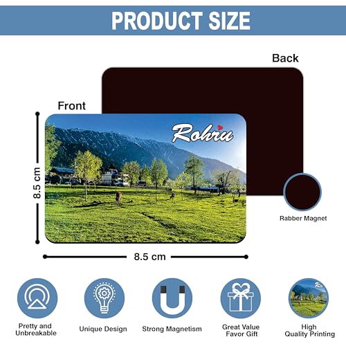 Image of Elegant Fridge Magnet with Themes |Rectangular Size Refrigerator Magnet with Magnetic Rubber Back | Pack of 1, 8.6cm X 5.4cm (Rohru)