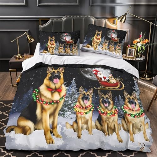 Parure de lit chiens de Noël 140x200 super douce