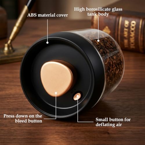 OGABEL Vacuum Tobacco Storage Jar, Glass Container with Vacuum Seal Lid — 사진 4