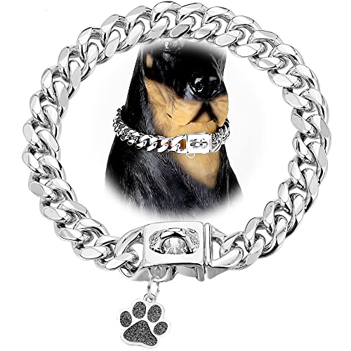 Dog Chain Collars Cuban Link Dog Collar 12mm with Dog Tag Buckle Silver Cuban Link Collar Stainless Steel Dog Chain Collars for Puppy Small Medium Large Dogs14  Cucciolini Doodles Dog chain collars cuban link dog collar 12mm with dog tag buckle silver cuban link collar stainless steel dog chain collars for puppy small medium large dogs14   cucciolini doodles