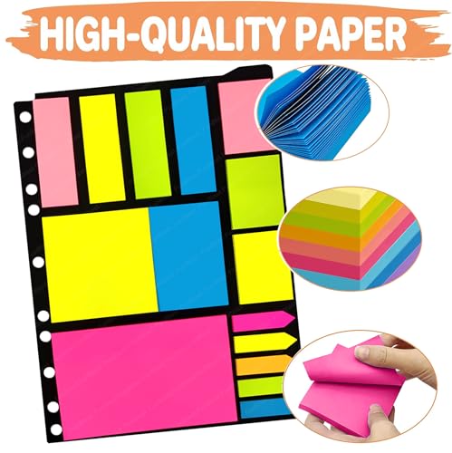 Image of FunBlast Sticky Notes - 375 Sheets Sticky Notes, Stationary Items, Self-Adhesive Memo Pad Bookmark Point It Marker Memo Sticker, Sticky Pad, Stick Notes for Study - 6 Size