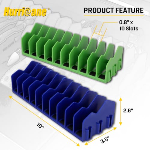 Image of HURRICANE Pliers Organizer Rack with Non-Slip Rubber Base, Extendable Design, Blue and Green, 2 Pack