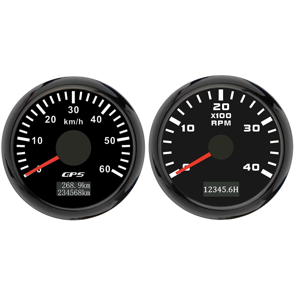 ELING Medidor de 52 mm 0 – 60 km/h, velocímetro GPS con 4000 rpm con contador de horas de funcionamiento 12 V 24 V para ATV UTV