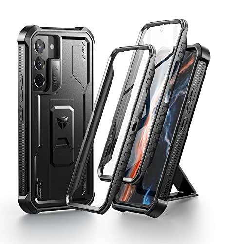 Dexnor Full Body Case for Samsung Galaxy S22 5G/6.1 inches, [Extra Front Frame] Heavy Duty Military Grade Protection Built-in Screen Protector and Kickstand for Galaxy S22 5G,Black