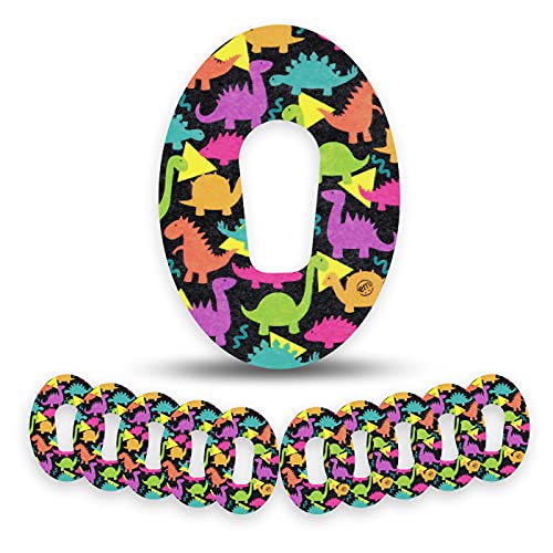 Image of ExpressionMed - Adhesive Patch for Dexcom G6 (10-Pack) - Made in The USA, Waterproof, Split Backing, CGM Tape (Delightful Dinosaurs)