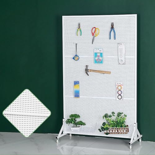 Generico Perforowane panele do organizowania ścian. Stojak na meble metalowe z perforowanymi panelami, wolnostojący organizer z perforowanymi panelami, system przechowywania z 20 haczykami do sklepów