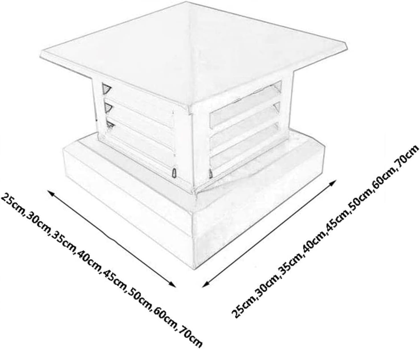 Chimney Cap, Chimney Flue Cowl Chimney Cowl Aluminum Alloy Square Drain Cap Roof Vent Cap Rain Louver Cap Windproof Cap (35x35cm)