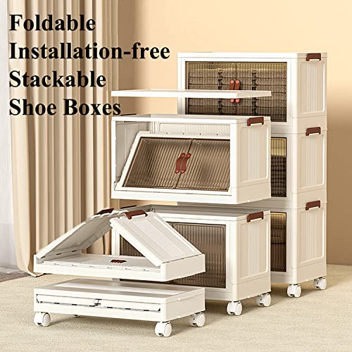 Caixas de armazenamento de sapatos - 3 camadas dobráveis grandes empilháveis organizador de tênis co