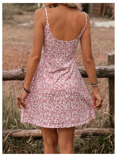 Floerns Women's 2025 Summer Dress for Women Disty Floral Print Milkmaid Cami Dress Tie Front Holiday A Line Short Dresses2